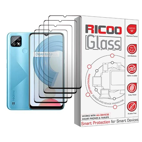 محافظ صفحه نمایش ریکو مدل Ricoo Glass MIX004 مناسب برای گوشی موبایل ریلمی C21 بسته چهار عددی