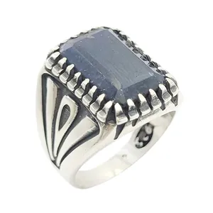 انگشتر نقره مردانه مدل یاقوت کبود کد 856885