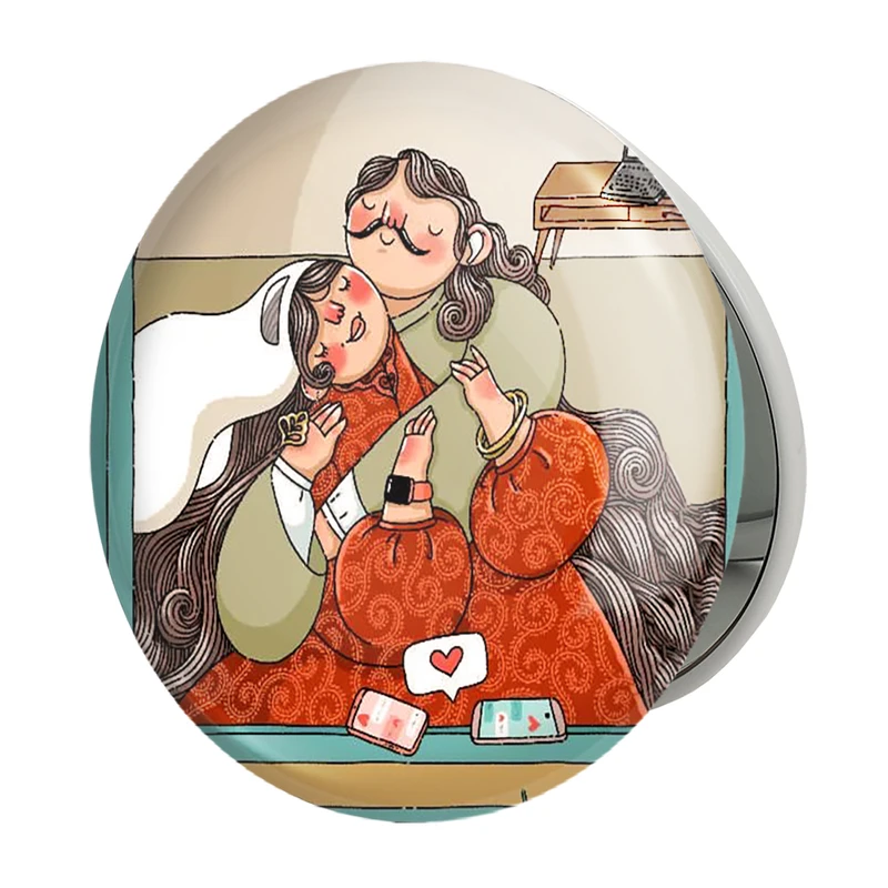 آینه جیبی خندالو طرح عاشقانه مدل تاشو کد 27128 