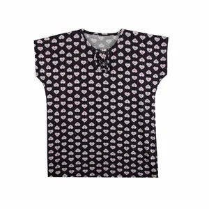 تی شرت آستین کوتاه زنانه مدل قلبی رنگ سورمه ای