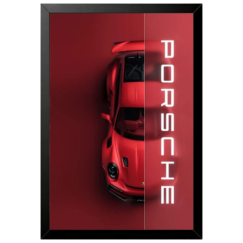 تابلو بکلیت طرح ماشین و خودرو پورشه PORSCHE 911 GT3 RS مدل B-az1029 فریم مشکی