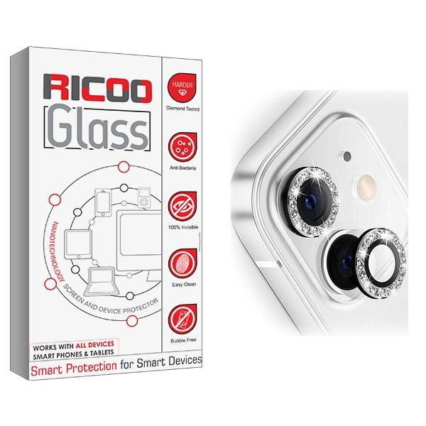 محافظ لنز دوربین ریکو مدل RiC2 رینگی نگین دار مناسب برای گوشی موبایل اپل iPhone 11 / 12 / 12 Mini