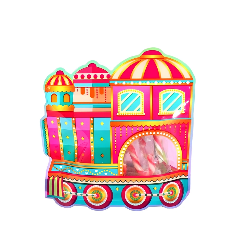 کیسه زیپ دار مدل فانتزی پلاستیکی طرح قطار شهربازی مجموعه 5 عددی