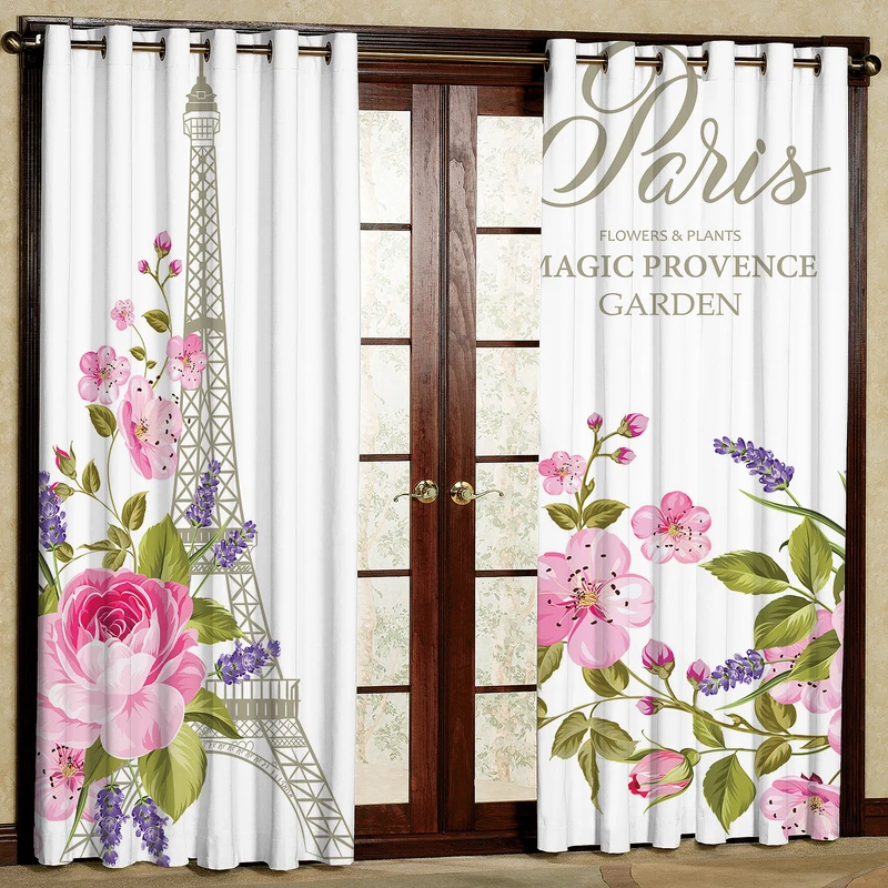 پرده مدل برج پاریس و گل مخمل پانچی کد 2140 سایز 200x140 سانتی متر
