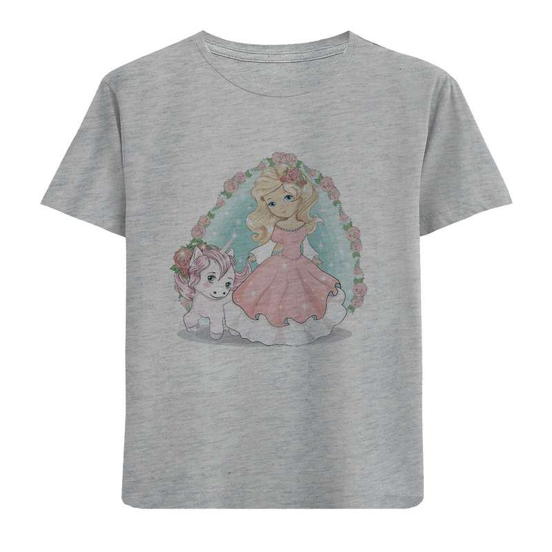 تی شرت آستین کوتاه دخترانه مدل دخترواسب تک شاخ D9