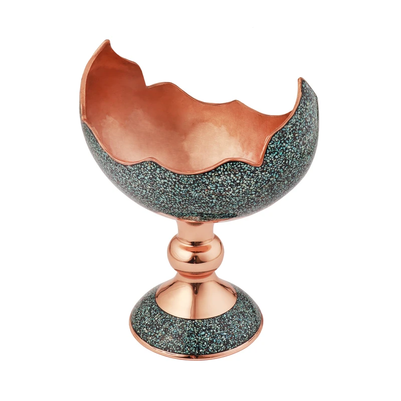 عکس شماره 3 : کشکول فیروزه کوبی مسی مدل چکشی کد 3