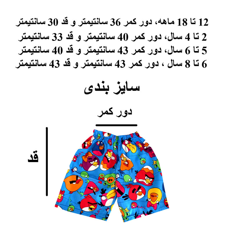 شلوارک بچگانه مدل انگری برد رنگ آبی روشن شلوارک بچگانه مدل انگری برد رنگ آبی روشن