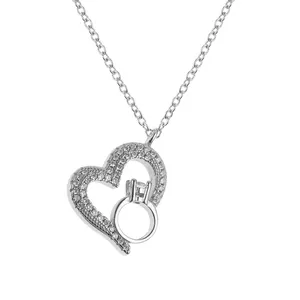 گردنبند نقره زنانه مدل قلب و حلقه نامزدی کد 68933