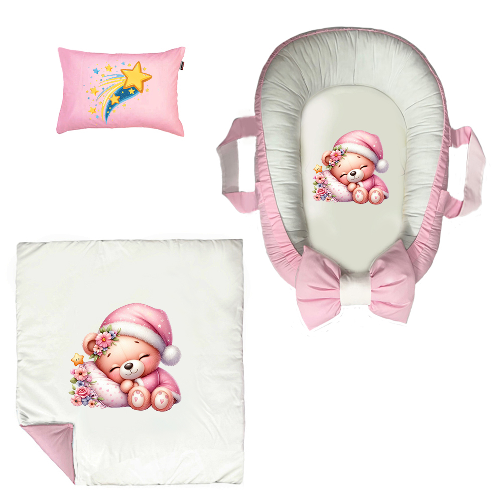 سرویس خواب 3 تکه نوزاد پادآفرین مدل گارد محافظ طرح دخترانه کد PG074