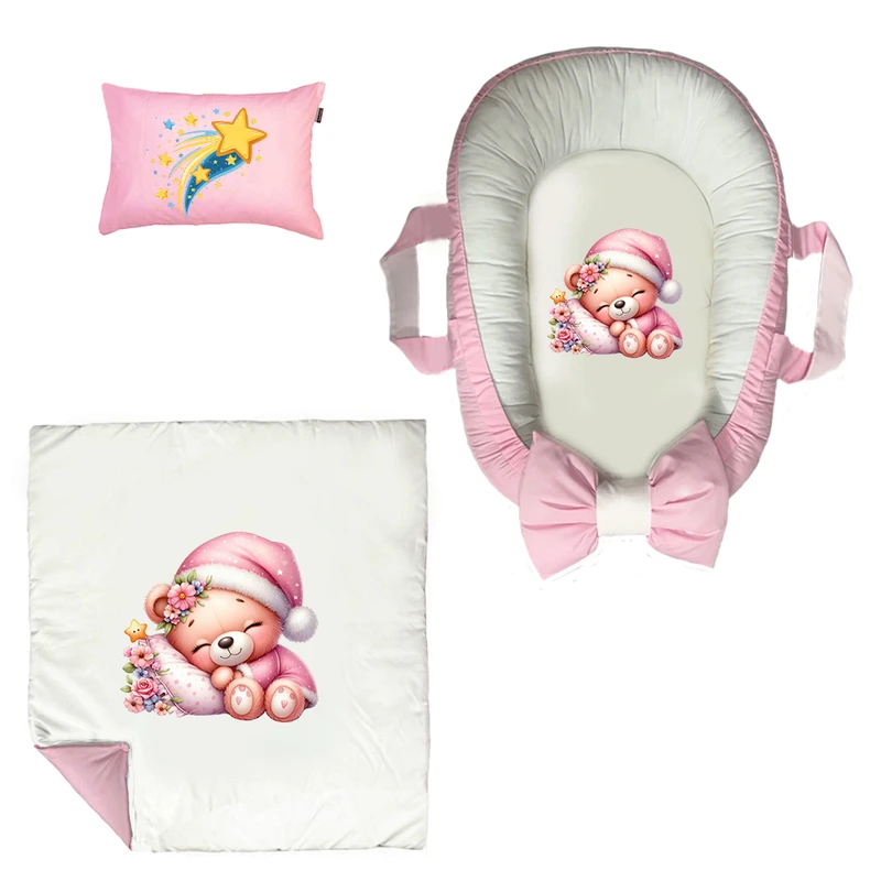 سرویس خواب 3 تکه نوزاد پادآفرین مدل گارد محافظ طرح دخترانه کد PG074  