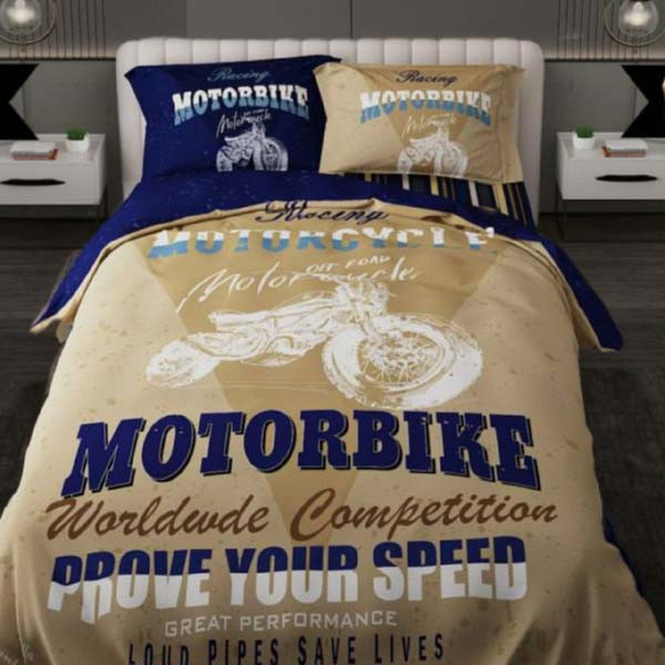 سرویس خواب مدل موتورسیکلت کد 1010 تکنفره 4 تکه