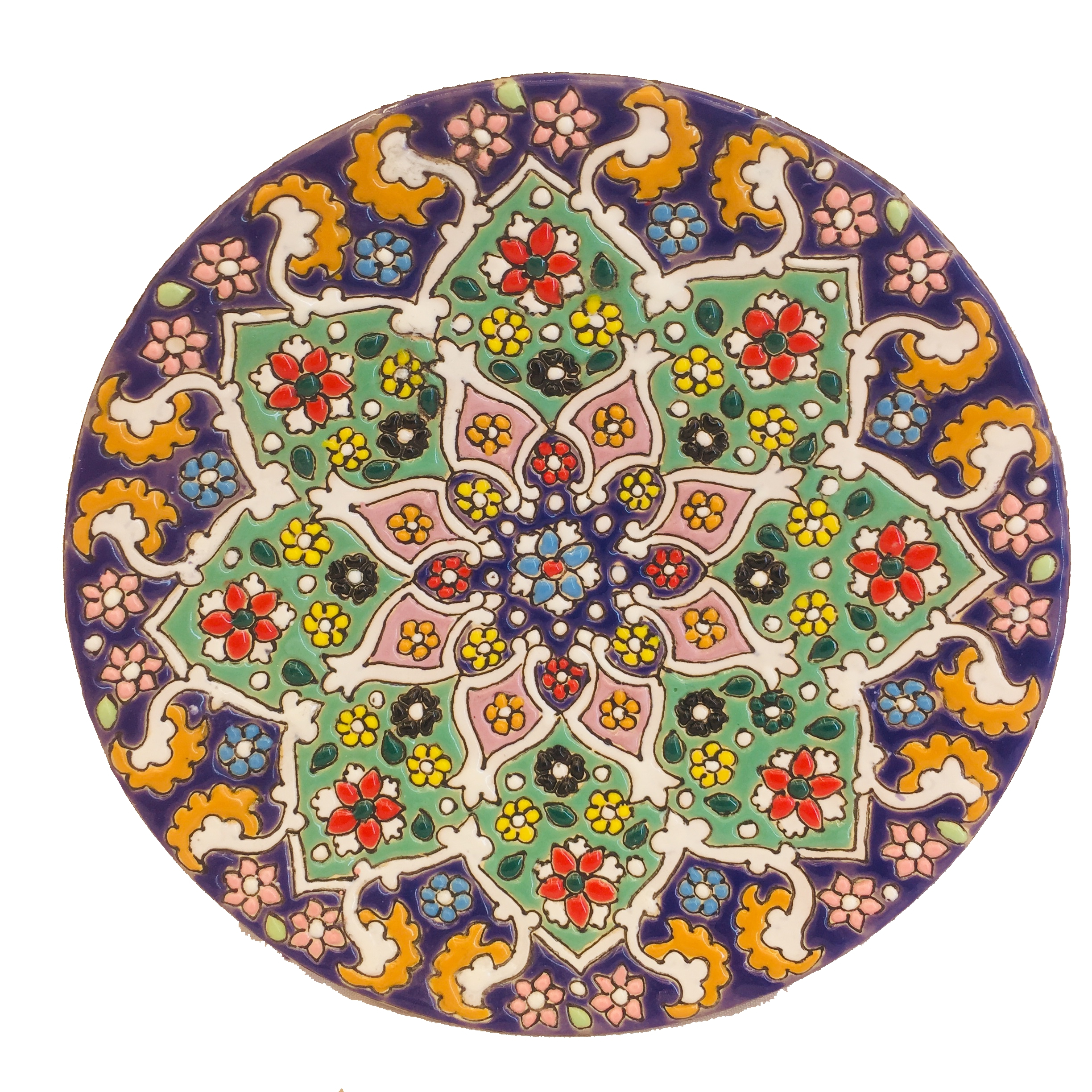 بشقاب میناکاری سفالی زمانیان کد ZMN15009