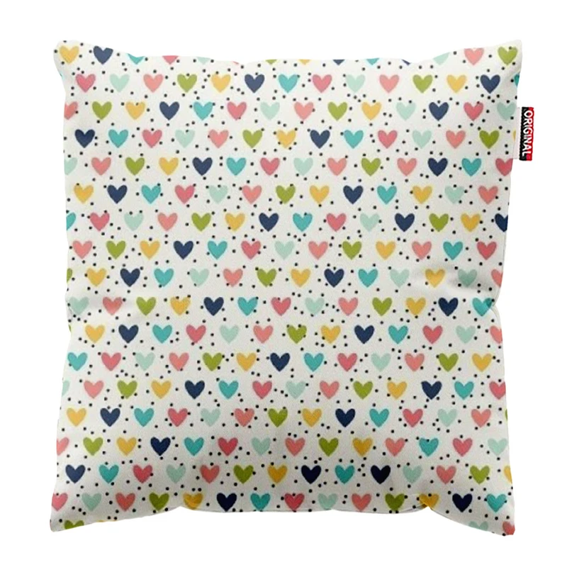 کوسن پاد آفرین طرح قلب های رنگی کد 2265 سایز 30*30 سانتی متر