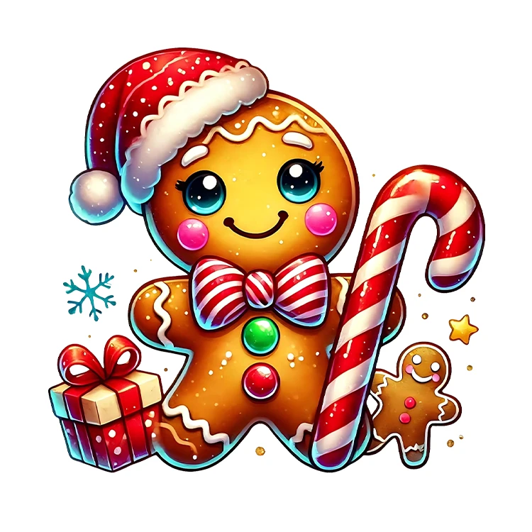 استیکر پارچه و لباس پاد آفرین مدل کریسمس طرح کوکی بیسکویت کد S3067