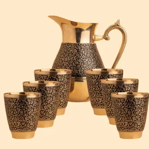 ست 7 پارچه پارچ و لیوان برنجی مدل انگوری 2