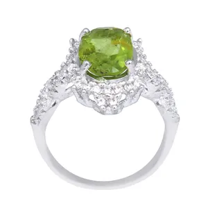 انگشتر نقره زنانه مدل سنگ زبرجد تراش جواهری کد AWR_919