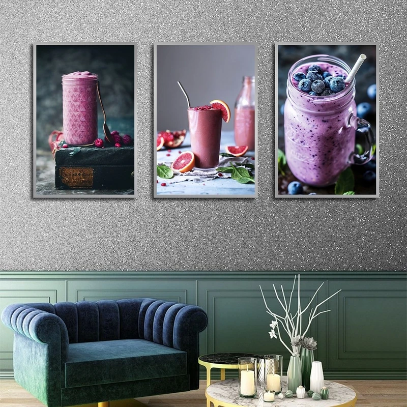 تابلو بکلیت طرح کافه و نوشیدنی اسموتی مدل شاین اکلیلی SI-2807 مجموعه 3 عددی