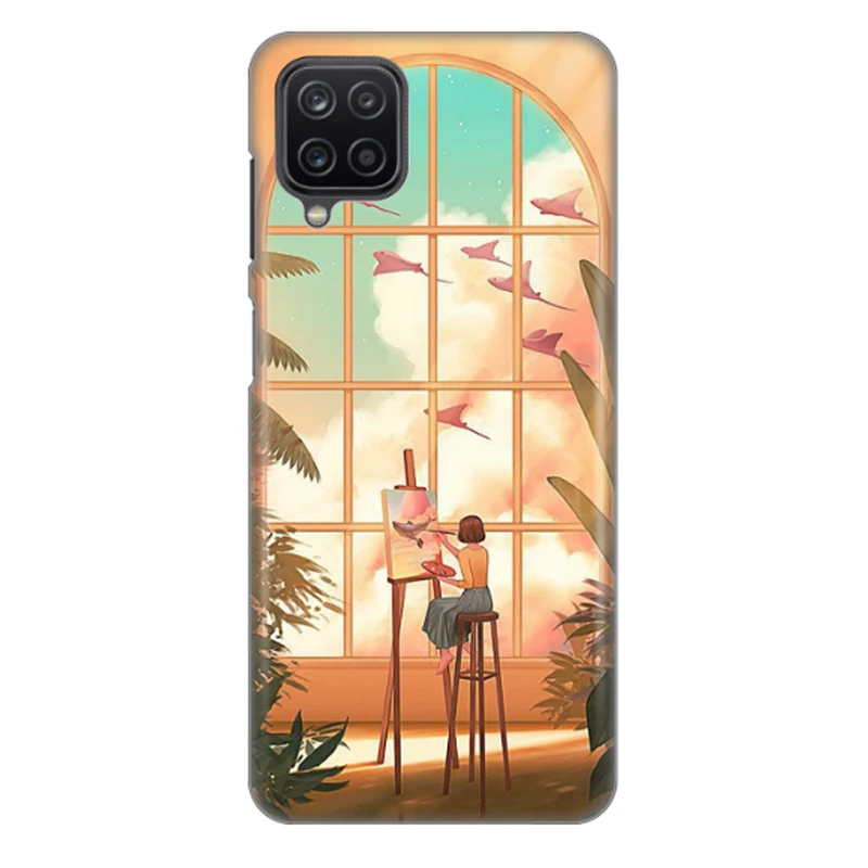 کاور طرح دختر نقاش کد DIMO-049 مناسب برای گوشی موبایل سامسونگ Galaxy A12