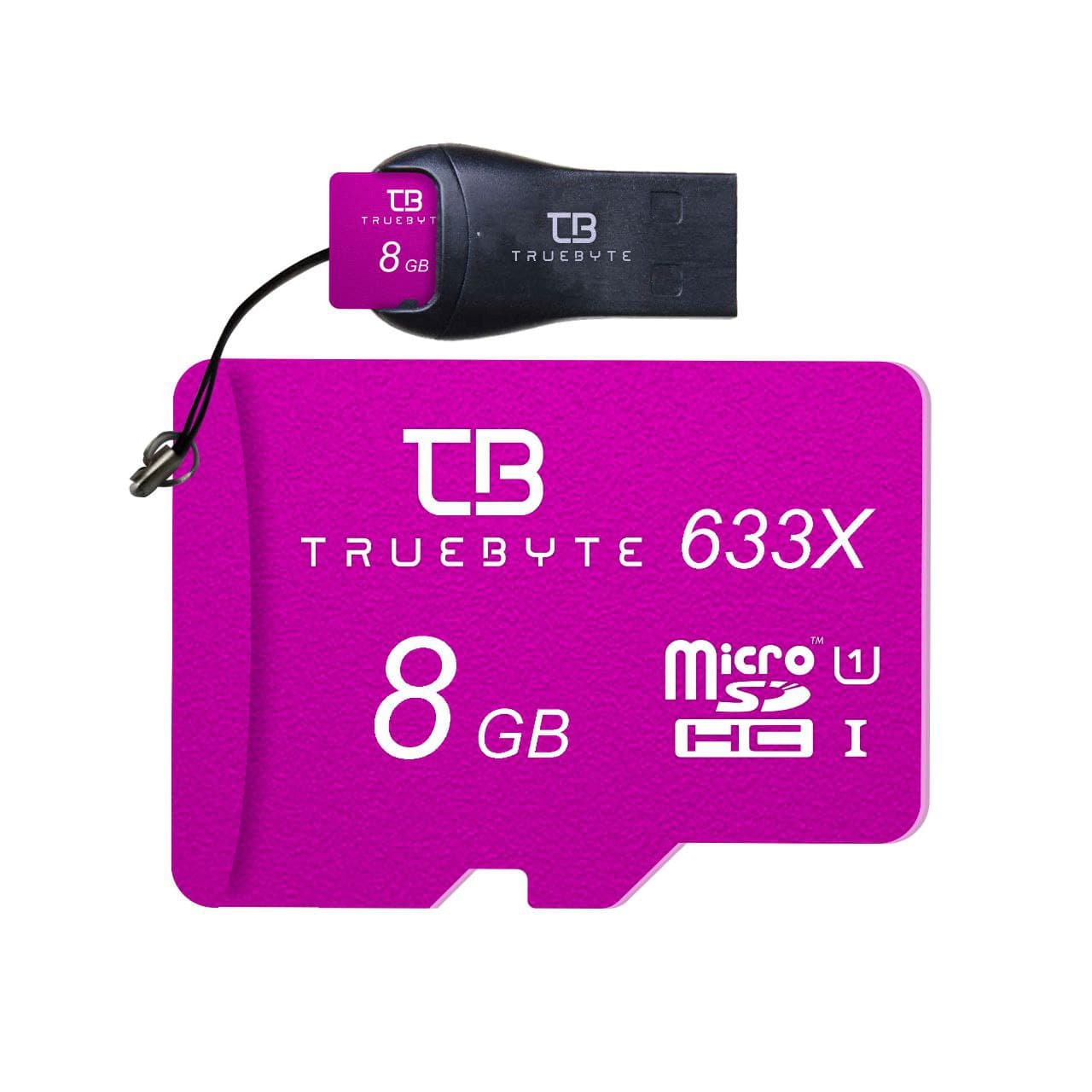 کارت حافظه microSD HC تروبایت مدل 633X کلاس 10 استاندارد UHS-I U1 ظرفیت 8 گیگابایت همراه با کارت خوان