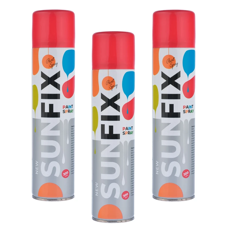 اسپری رنگ قرمز براق سانفیکس کد ShineR300 حجم 300 میلی لیتر مجموعه 3 عددی