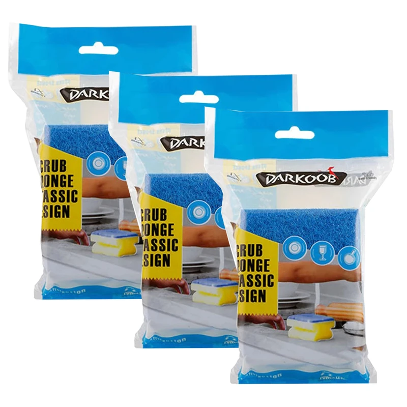 اسفنج ظرفشویی دارکوب مدل Sh1798.3 مدل کلاسیک بسته 3 عددی