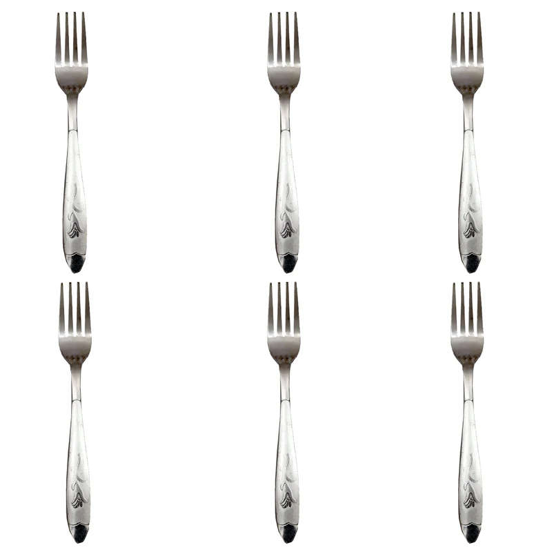 چنگال مدل استیل طرح گل میخک بسته 6 عددی