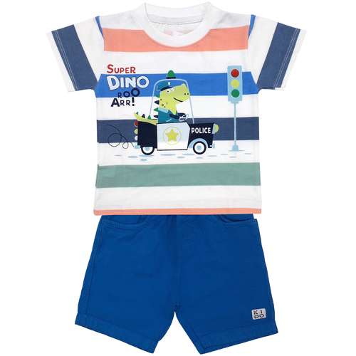 ست تی شرت و شلوارک پسرانه مدل دایناسور پلیس کد 3382