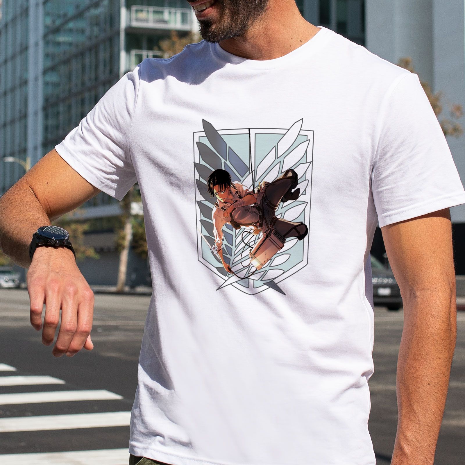 تی شرت آستین کوتاه مردانه هومرو مدل TW193 طرح اتک ان تایتان -  - 7