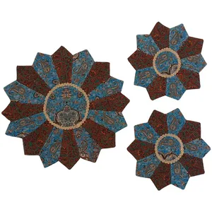 ست 3 تکه رومیزی ترمه مدل ستاره کد TRSETASA17