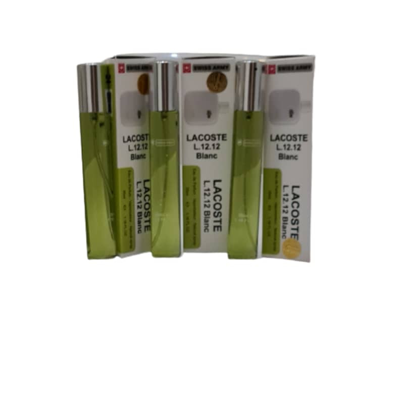 عطر جیبی مردانه سوئیس آرمی مدل Lacoste L.12.12 Blanc حجم 35 میلی لیتر مجموعه 3 عددی عطر جیبی مردانه سوئیس آرمی مدل Lacoste L.12.12 Blanc حجم 35 میلی لیتر مجموعه 3 عددی