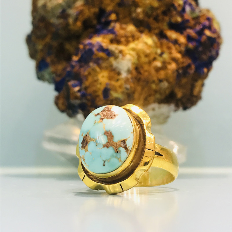 انگشتر نقره زنانه مدل دستساز فیروزه نیشابوری