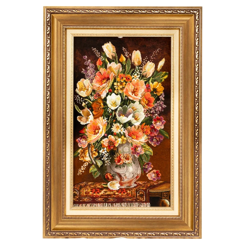 تابلو فرش دستباف سی پرشیا طرح گل در گلدان کد 904219