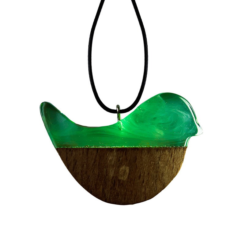 گردنبند دخترانه مدل چوب و رزین گنجشک