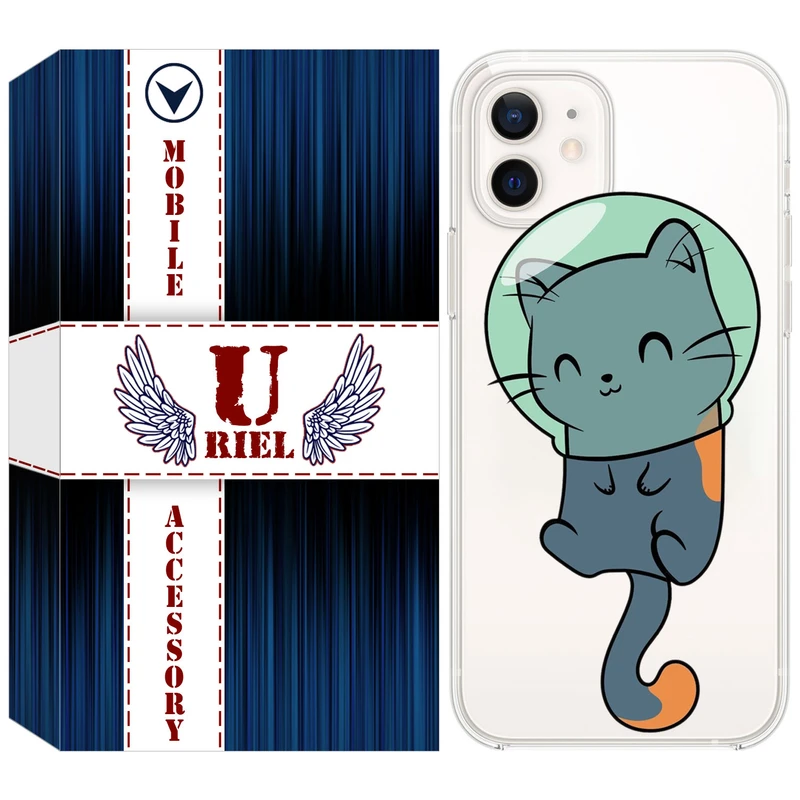 کاور یوریل قاب مدل Clear کد 61 طرح گربه مناسب برای گوشی موبایل اپل iPhone 12