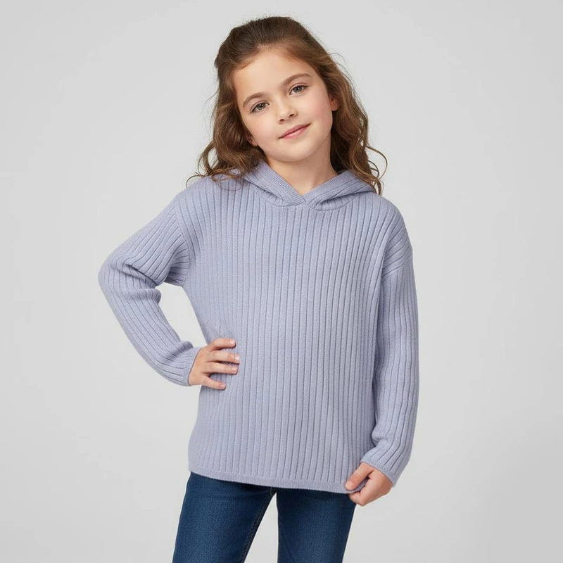 پلیور یقه گرد دخترانه لوپیلو مدل کلاه دار 2026