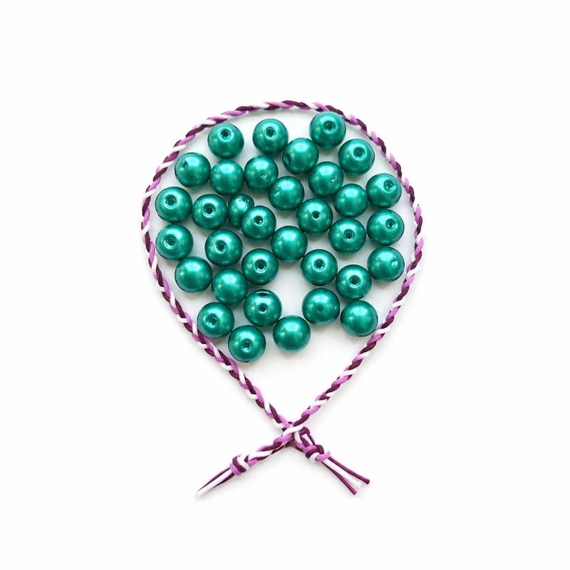 مهره دستبند مدل مروارید سنگی کد MOSASA30 به همراه نخ دستبند بسته 31 عددی