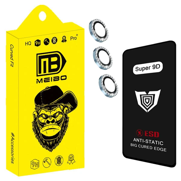 محافظ صفحه نمایش میبو مدل Super 9D مناسب برای گوشی موبایل سامسونگ Galaxy A55 / A35 به همراه محافظ لنز دوربین