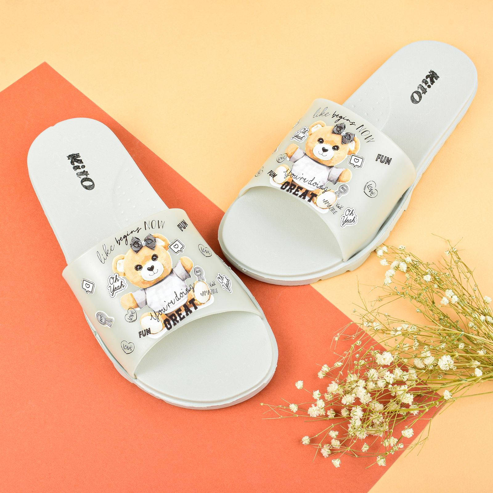 دمپایی زنانه کیتو مدل FUNNY TEDY BEAR GRY.4004 -  - 6
