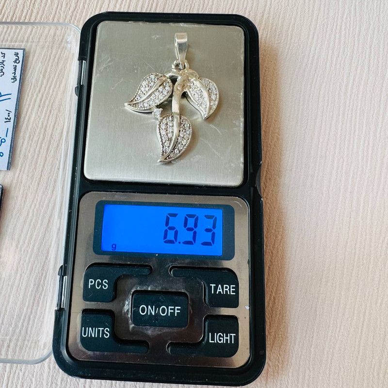 آویز گردنبند نقره زنانه مدل برگ نگینی