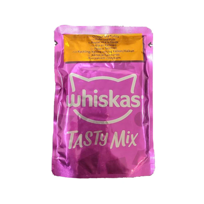 پوچ گربه بالغ ویسکاس مدل Tasty Mix Chef's Choice in Gravy با طعم مرغ و بوقلمون وزن 85 گرم