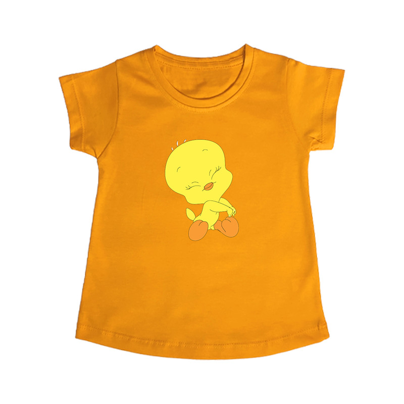 تی شرت آستین کوتاه دخترانه مدل tweety Og0020