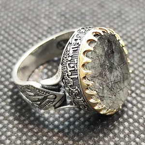 انگشتر نقره مردانه مدل سنگ در نجف مویی کد nagaf66