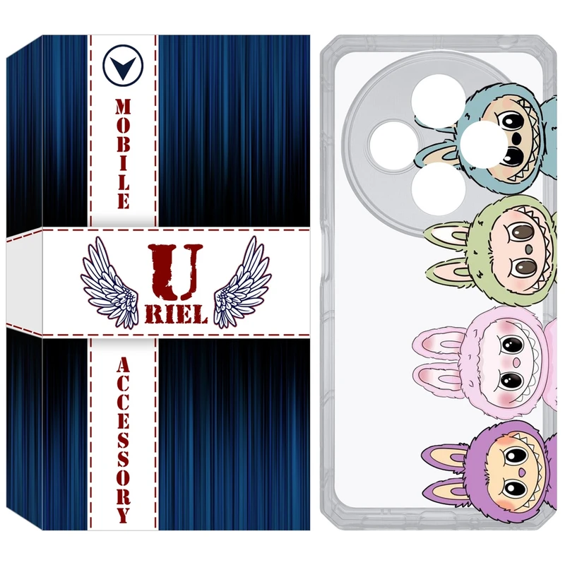 کاور یوریل قاب مدل Clear کد 101 طرح لبوبو Labubu مناسب برای گوشی موبایل شیائومی Redmi 14C / Poco C75