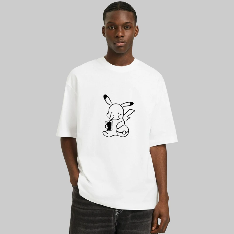 تی شرت مردانه آستین سه ربع پنبه دورو مدل Pikachu