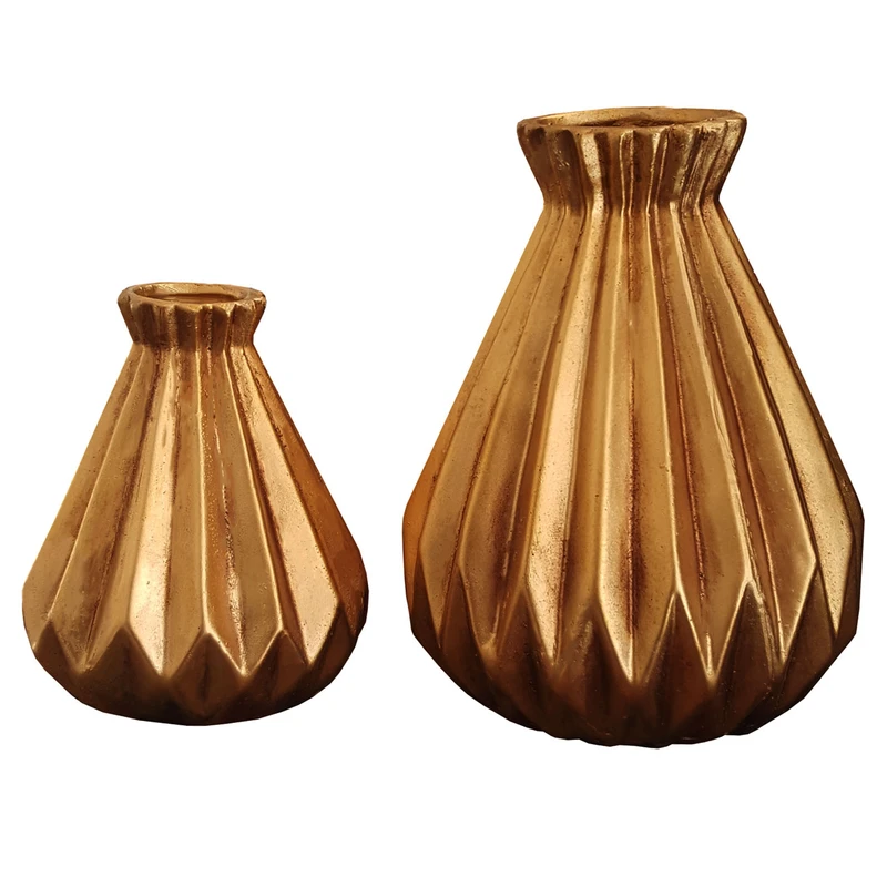 گلدان دکوری لیلپار طرح خط دار مدل HOA-1212 T مجموعه 2 عددی