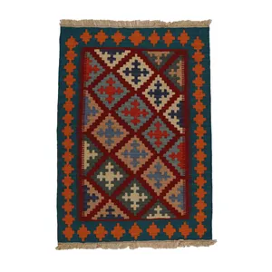 گلیم دستبافت یک متری مدل قشقایی کد 4040744 زمینه قرمز