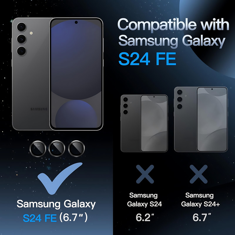 محافظ لنز دوربین چلیپا مدل Sapphire مناسب برای گوشی موبایل سامسونگ Galaxy S24 FE