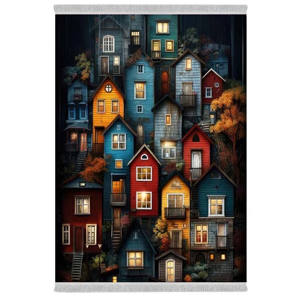 فرش پارچه‌ای دفه مدل فرشینه شانل مخمل طرح فانتزی کد 7222