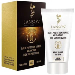 کرم ضدآفتاب بی‌رنگ لانسون SPF50 مدل مولتی اکشن، مناسب پوست‌های خشک، حجم 40 میلی‌لیتر