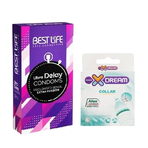 کاندوم بست لایف مدل Ultra Delay بسته 12 عددی به همراه کاندوم ایکس دریم مدل Collar